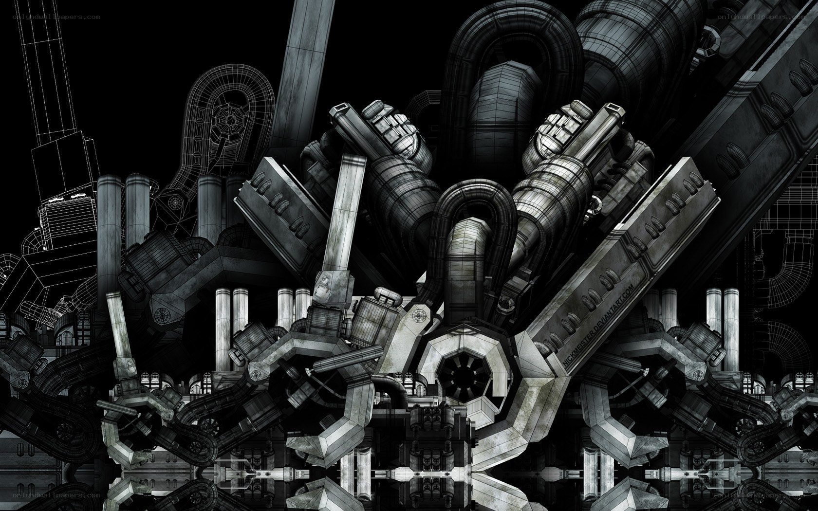 mechanical wireframe structure