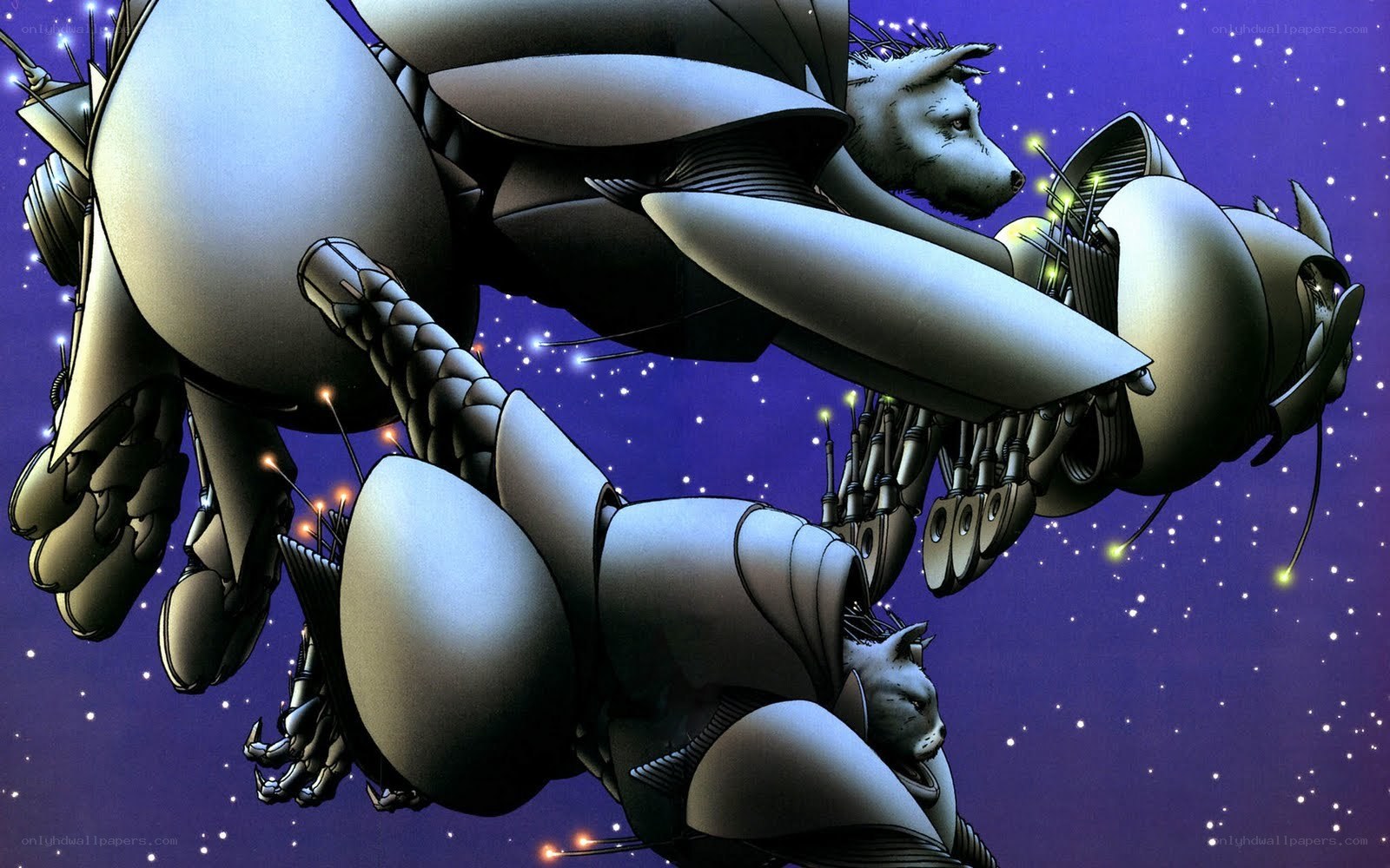 mechanical wolf creatures in space