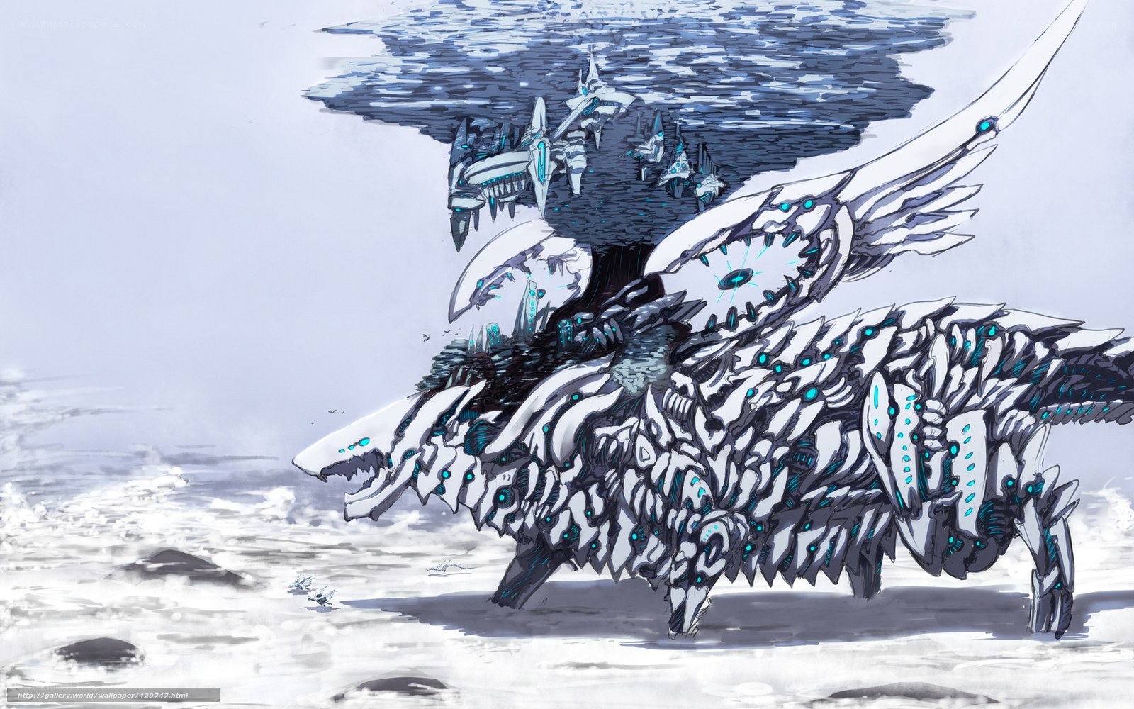 mechanical wolf on beach