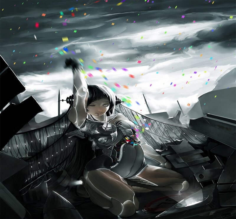 Mechanical Woman in Wreckage