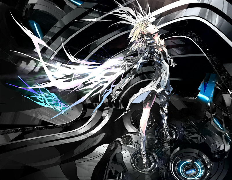 Mechanical Woman with Glowing Hair