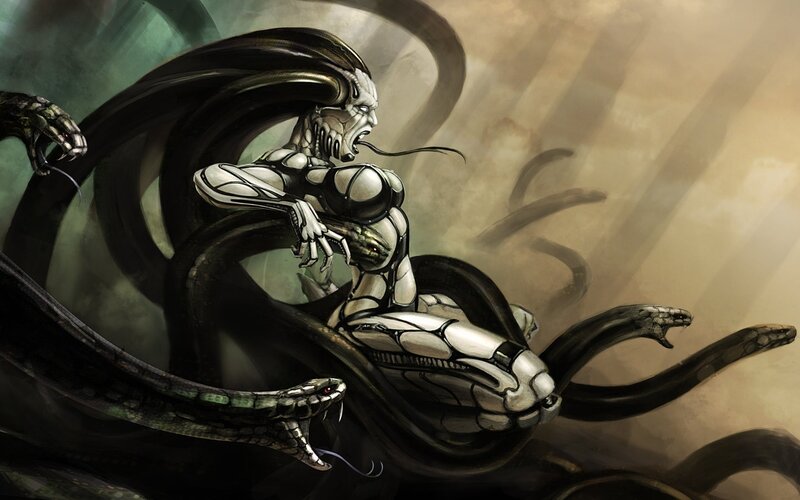 Mechanical Woman with Snakes