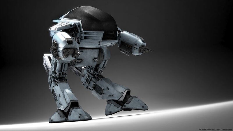 Mechanized Combat Robot — Gray, Dramatic, 3d Render
