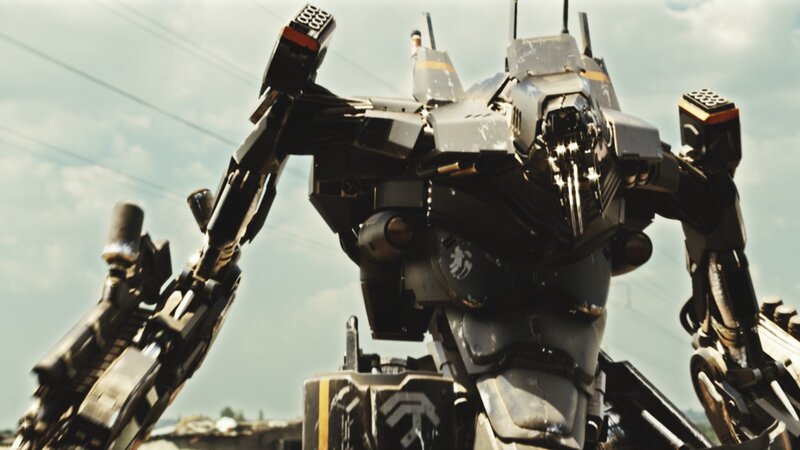 Mechanized Combat Robot — Gray, Dramatic, Afternoon