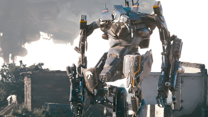 Mechanized Combat Robot — Gray, Dramatic