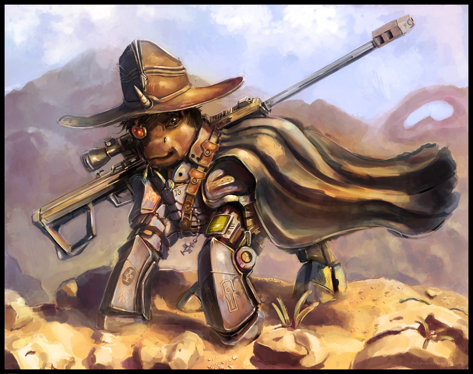Mechanized cowboy in desert