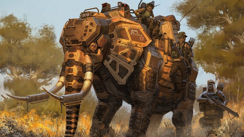 Mechanized Elephant with Soldiers