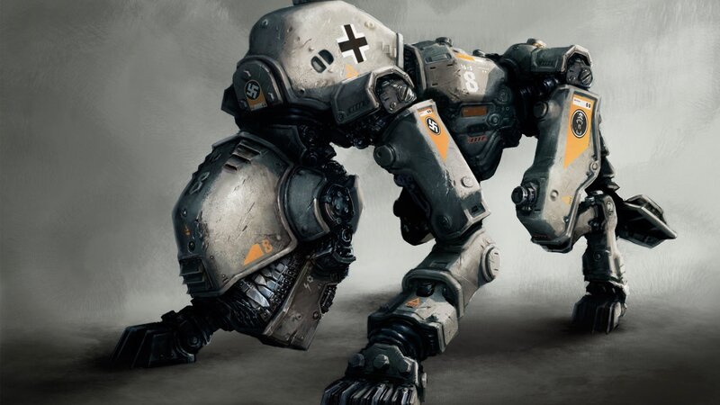 Mechanized War Robot — Gray, Dramatic