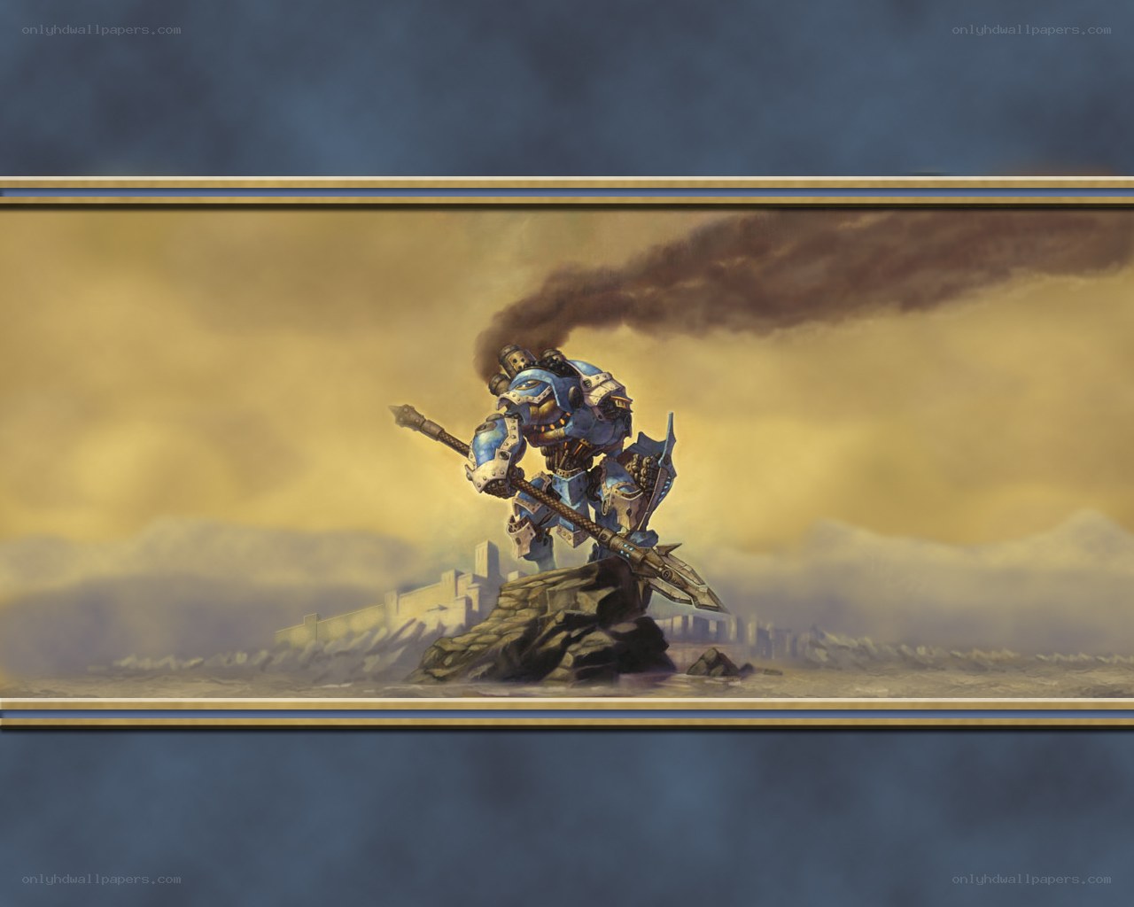 mechanized warrior on a rock