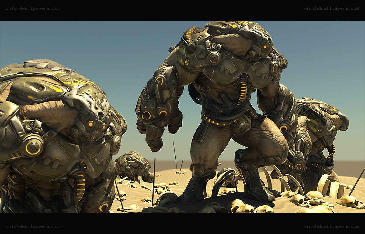 Mechanized warriors in desert