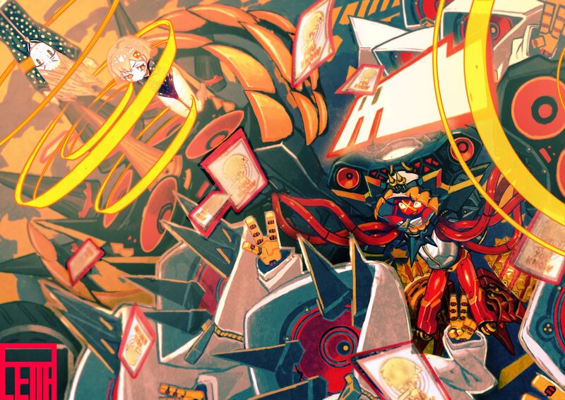 Mechs and anime characters in chaos