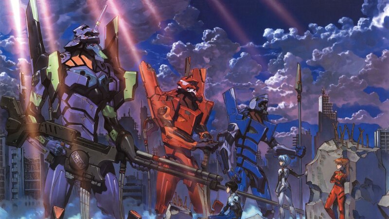 Mechs and Pilots in Ruins — Blue, Dramatic, Night