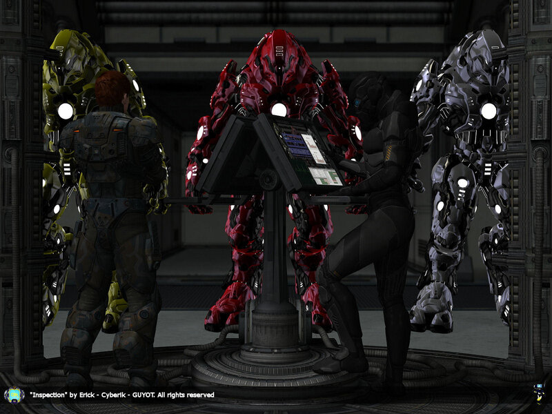 Mechs and Soldiers in Hangar