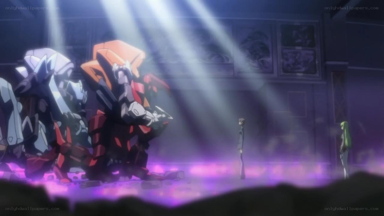 Mechs in a dimly lit hall