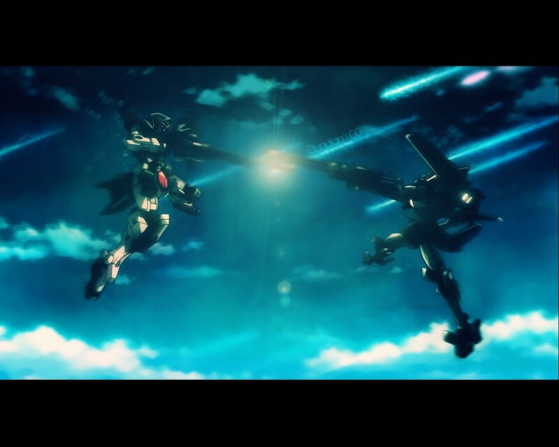 Mechs in Combat — Blue, Dramatic, Night
