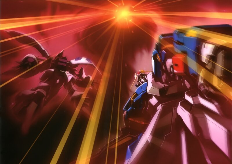 Mechs in Combat — Red, Dramatic, Anime, Mech, Energy Beam