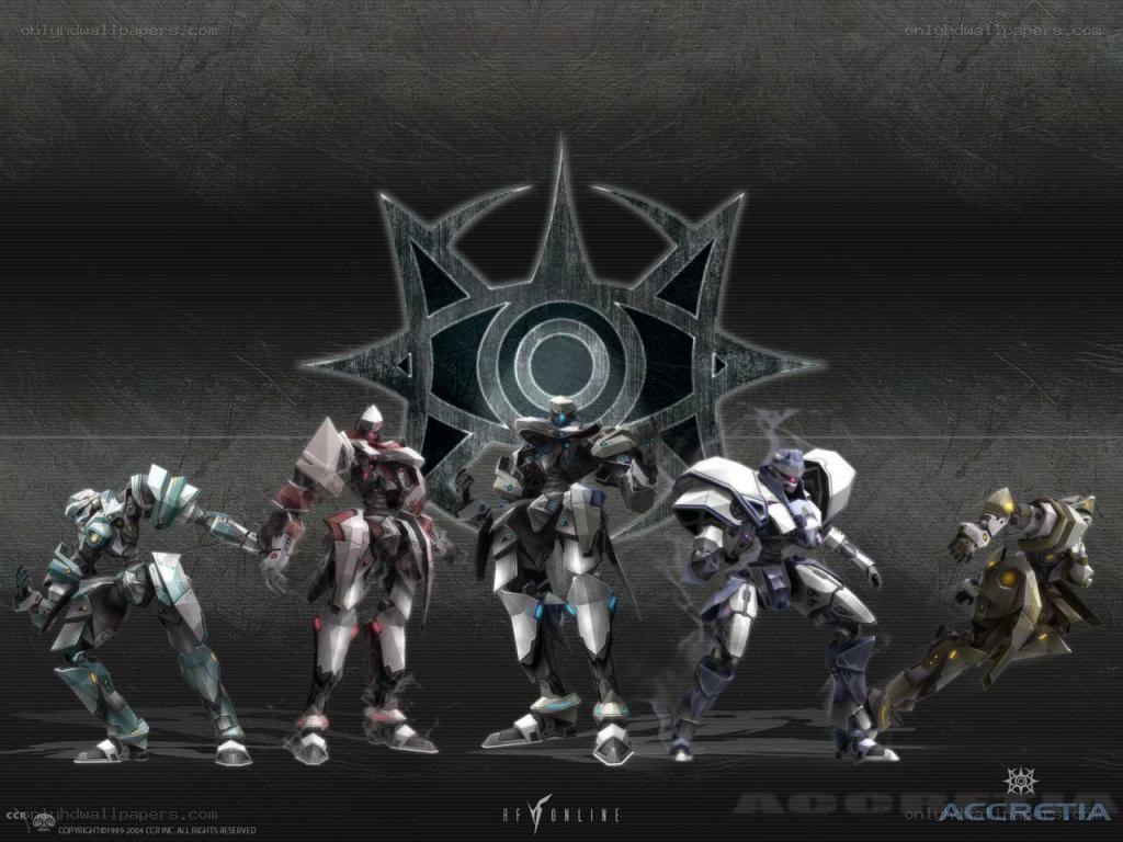 Mechs in formation with logo