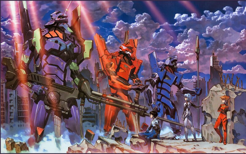 Mechs in Ruined City — Purple