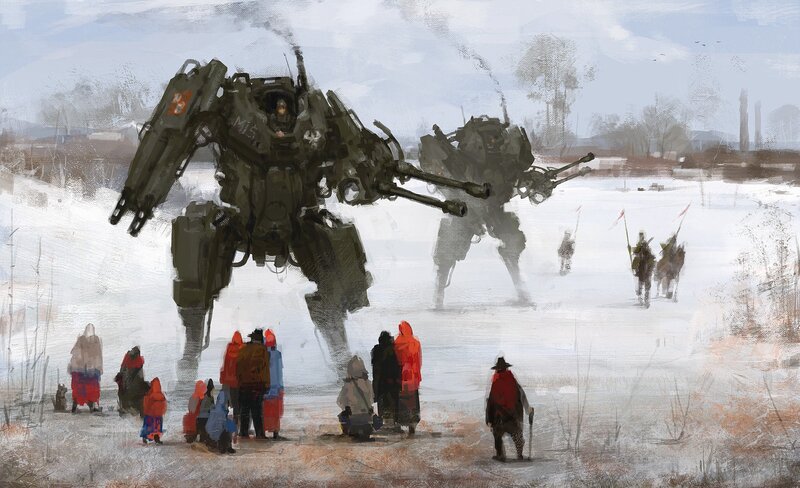 Mechs in Snowy Field