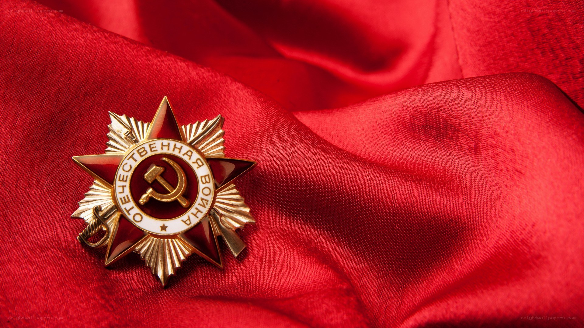 Medal on red fabric