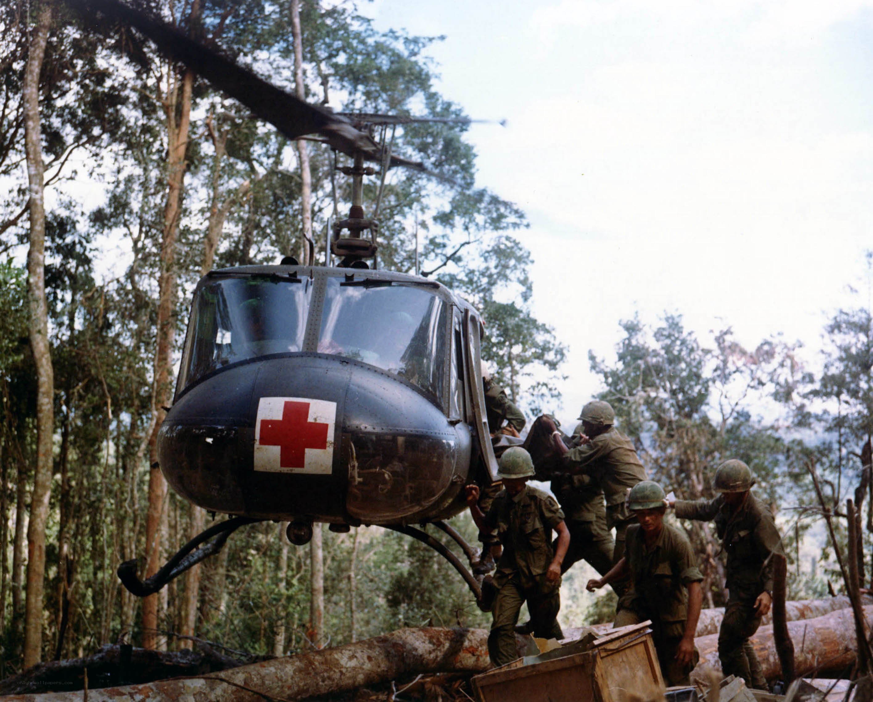 Medevac helicopter in jungle