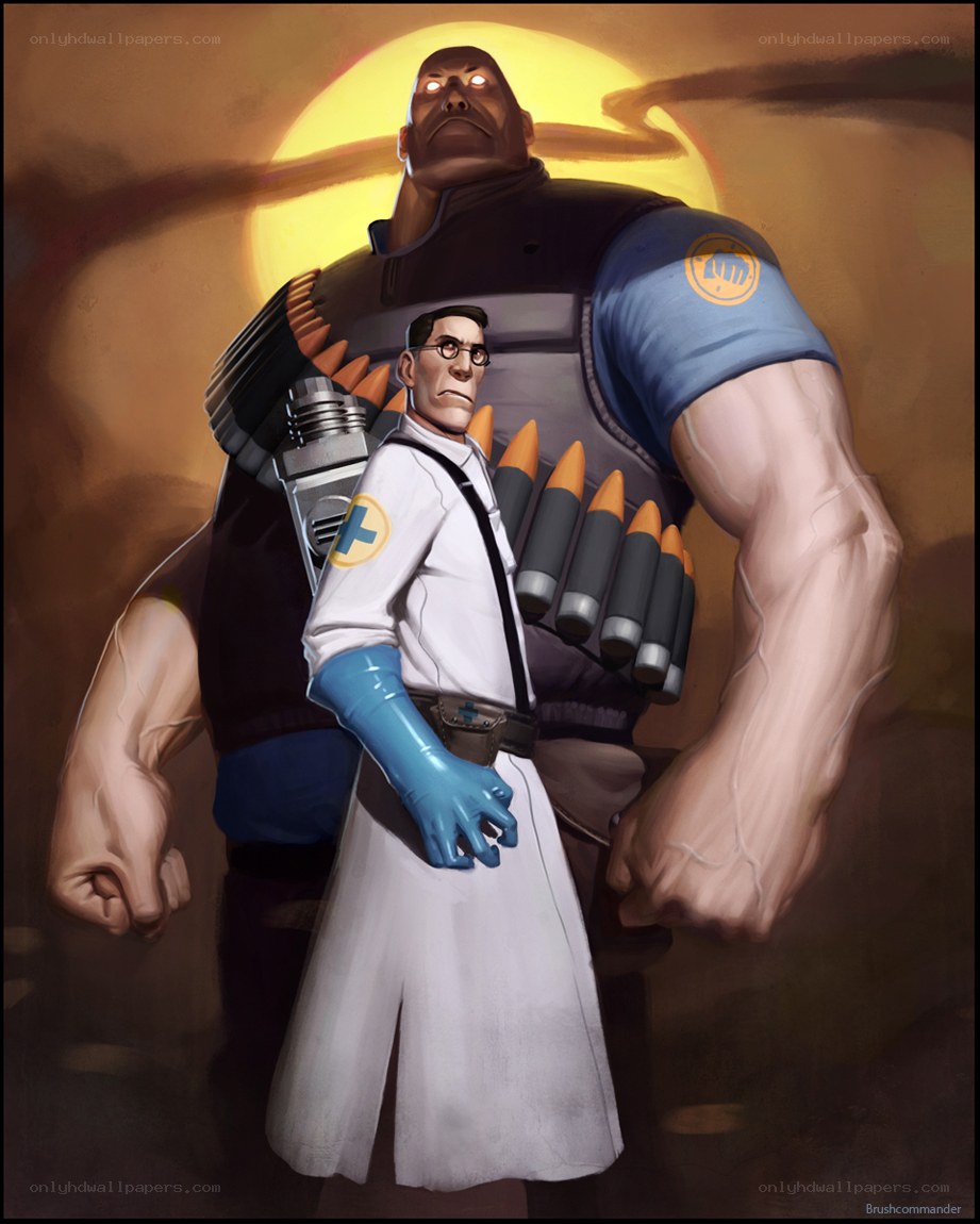 Medic and Heavy in sunset