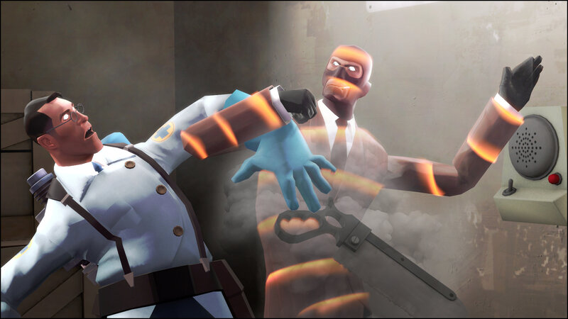 Medic attacked by Spy