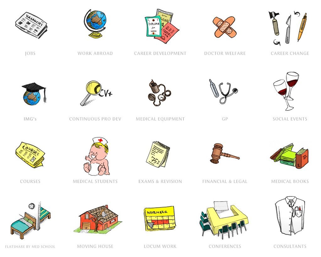 Medical career resource icons