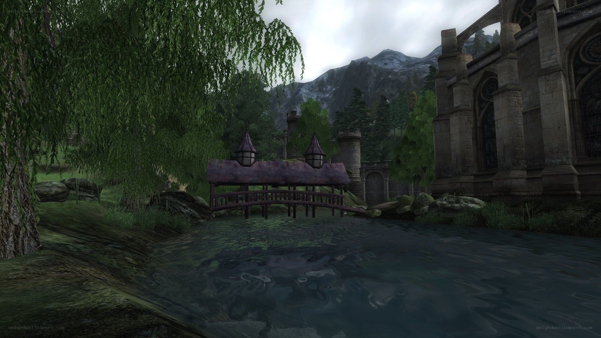 medieval bridge by river