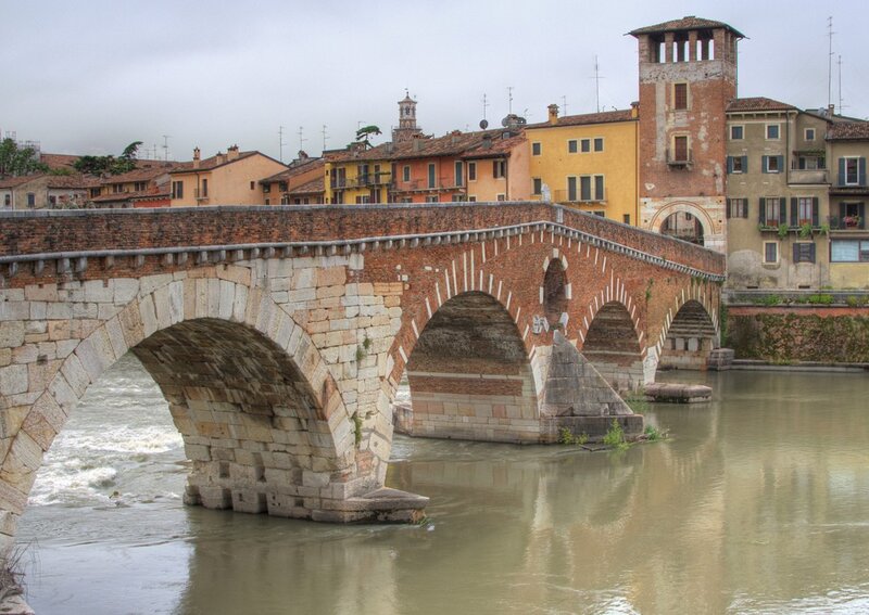 Medieval bridge over a river