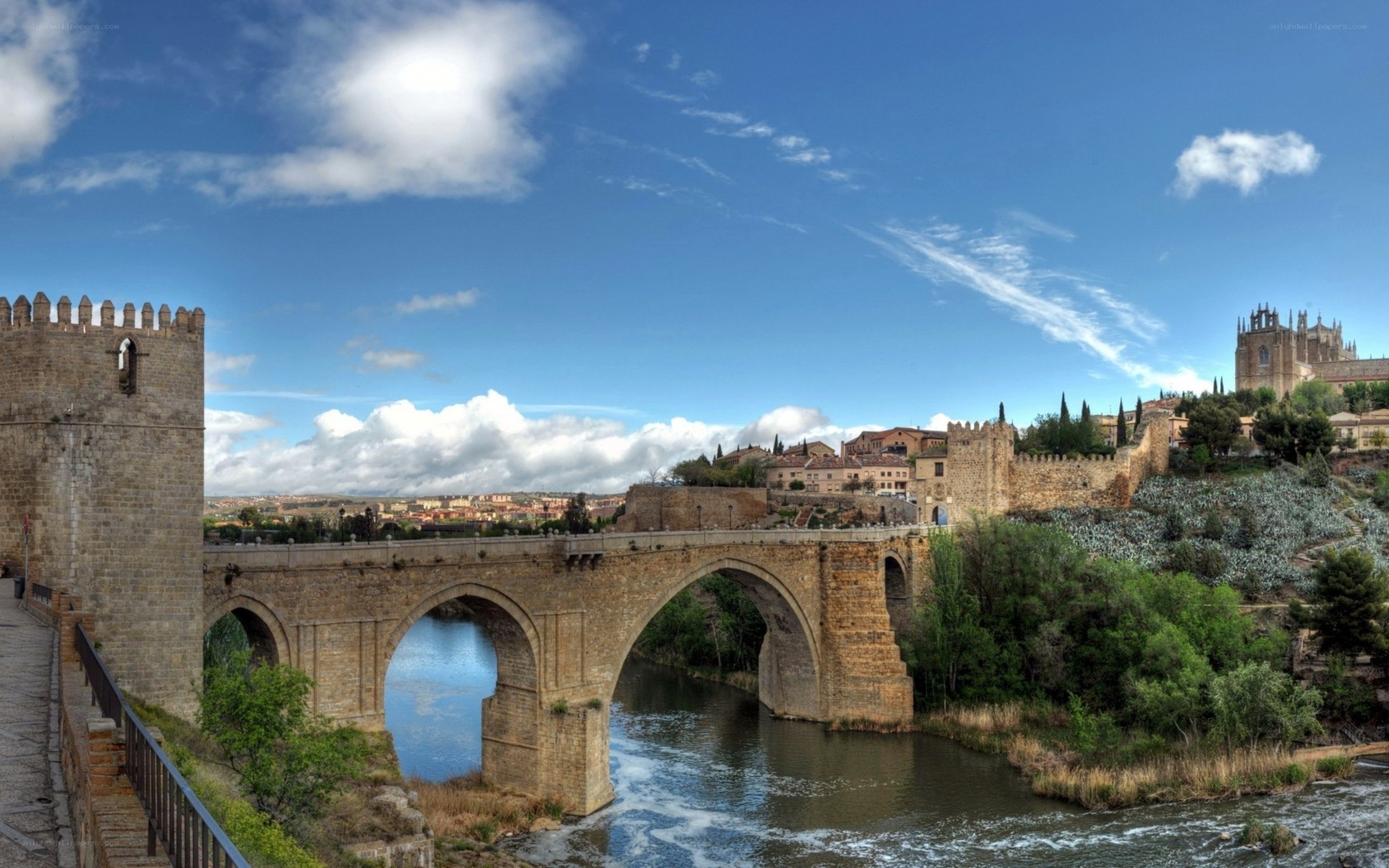 Medieval bridge over river