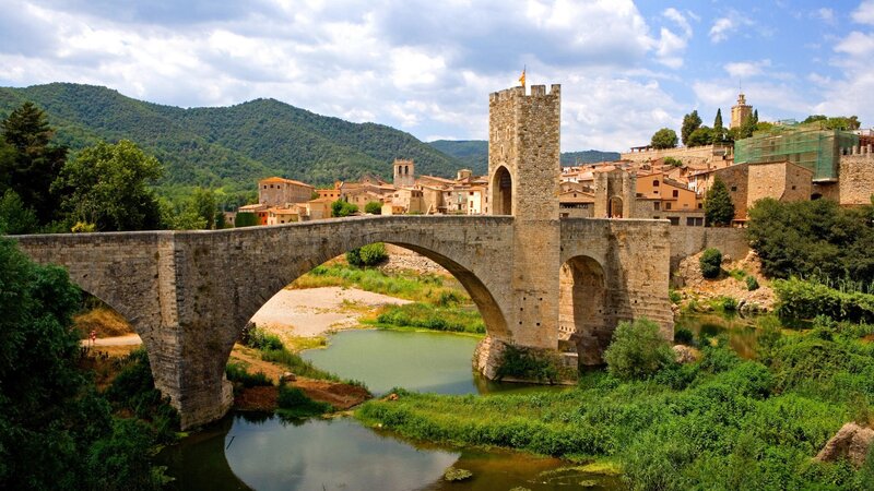 Medieval bridge over river