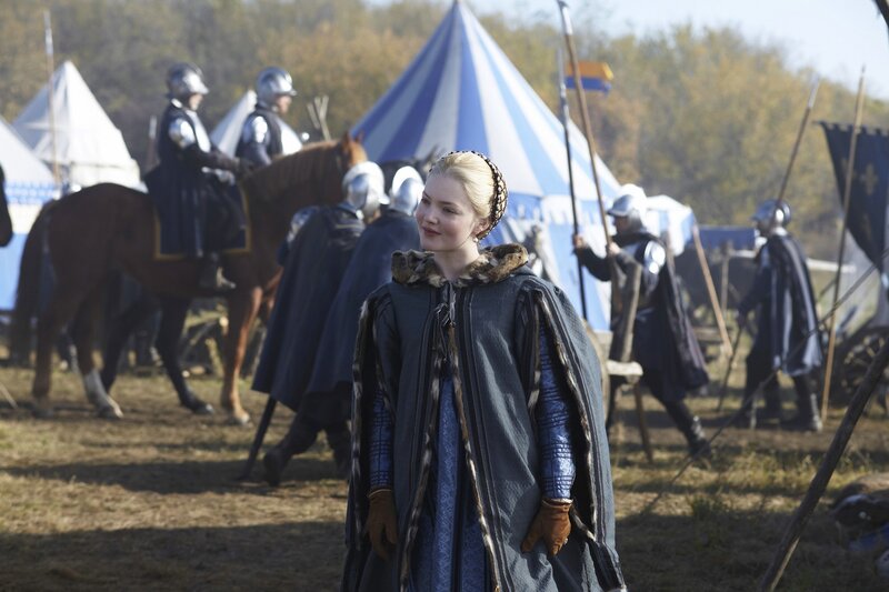Medieval camp scene with woman