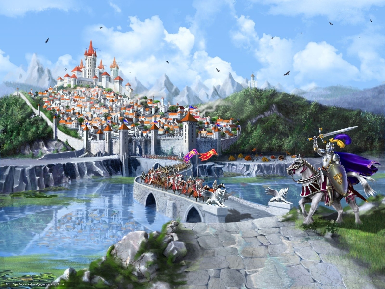 Medieval castle and knight