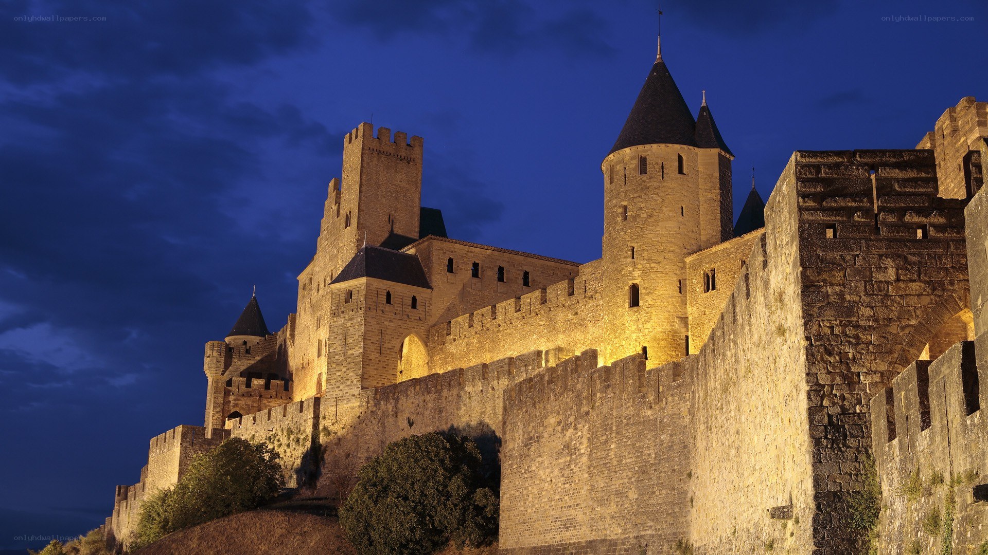 Medieval castle at dusk