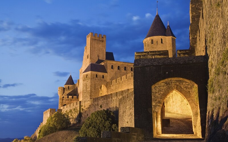 Medieval Castle at Dusk — Blue, Dramatic