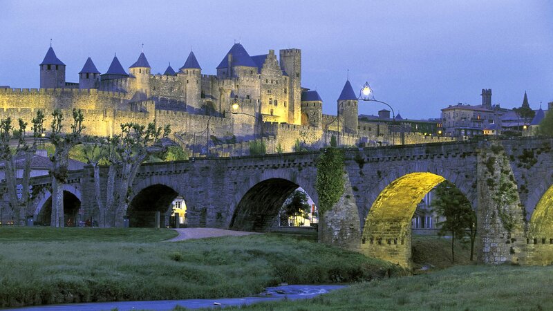 Medieval Castle at Dusk — Blue, Serene, Night