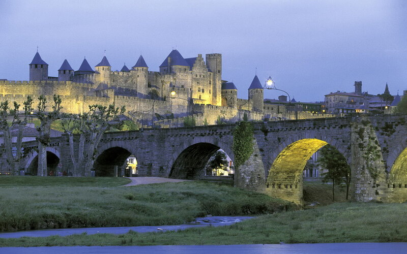 Medieval Castle at Dusk — Blue, Serene