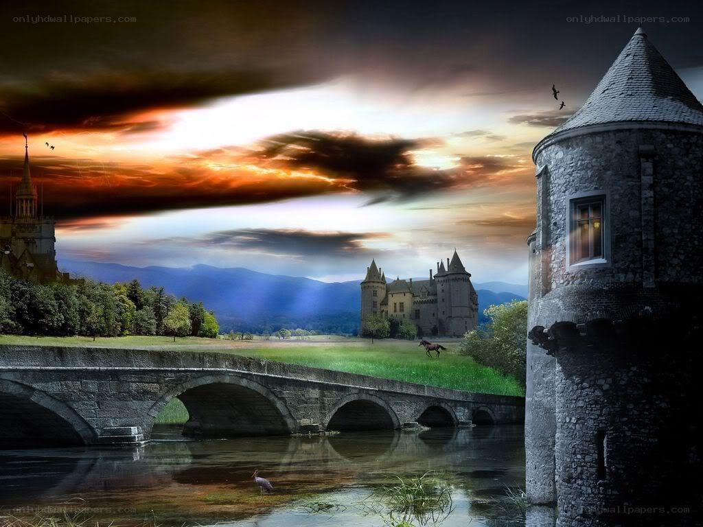 Medieval castle at sunset