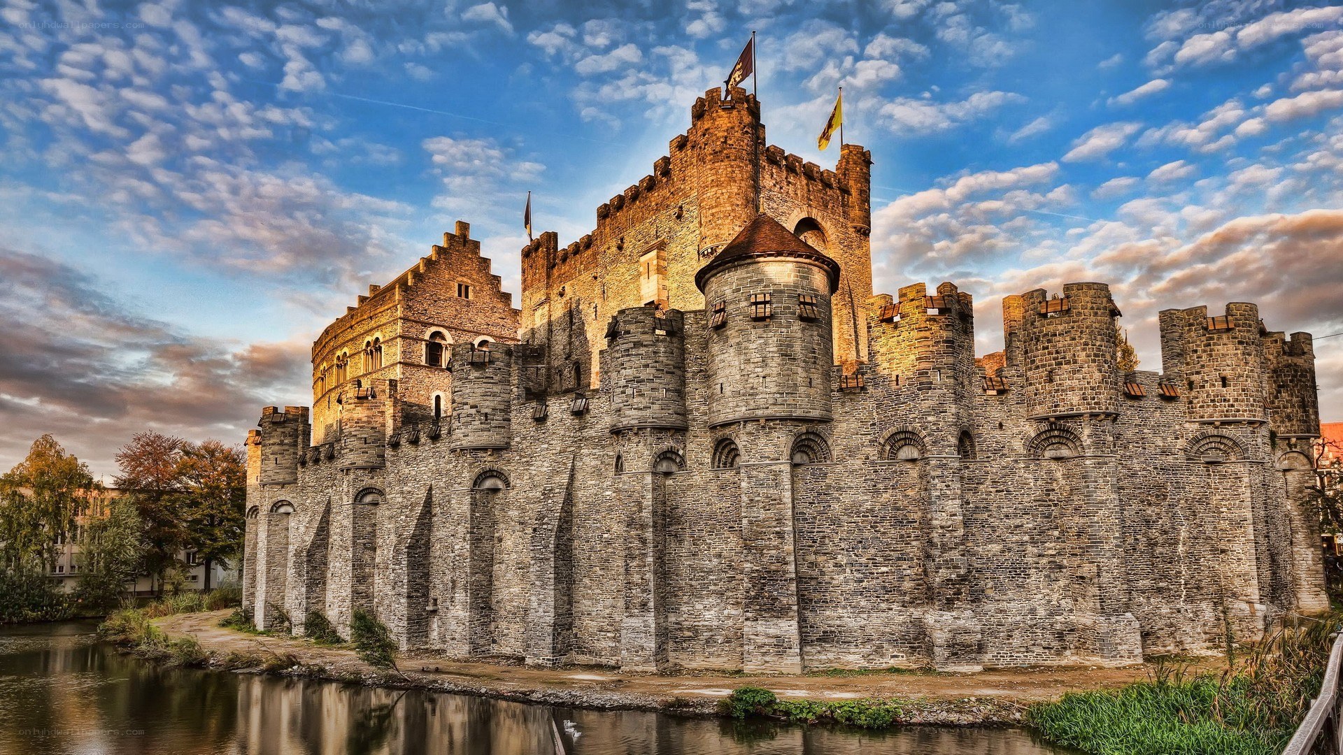 Medieval castle by a river