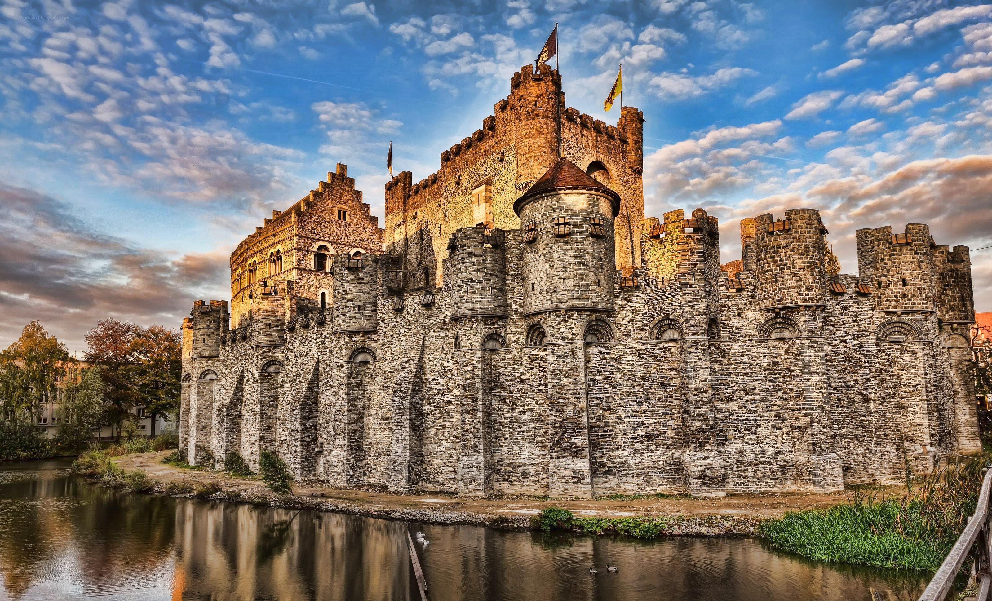 Medieval castle by a river