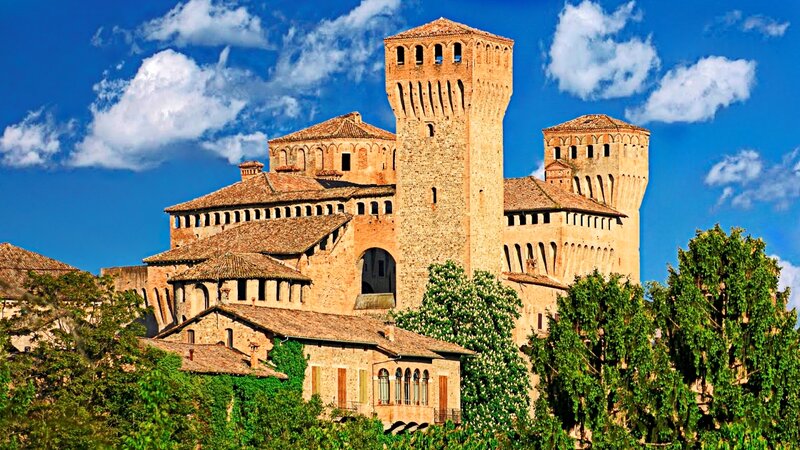 Medieval Castle Complex — Blue, Serene, Afternoon