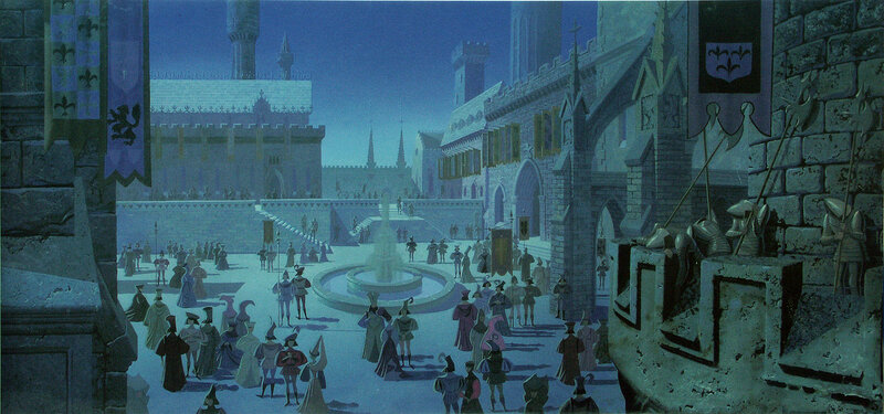 Medieval castle courtyard scene