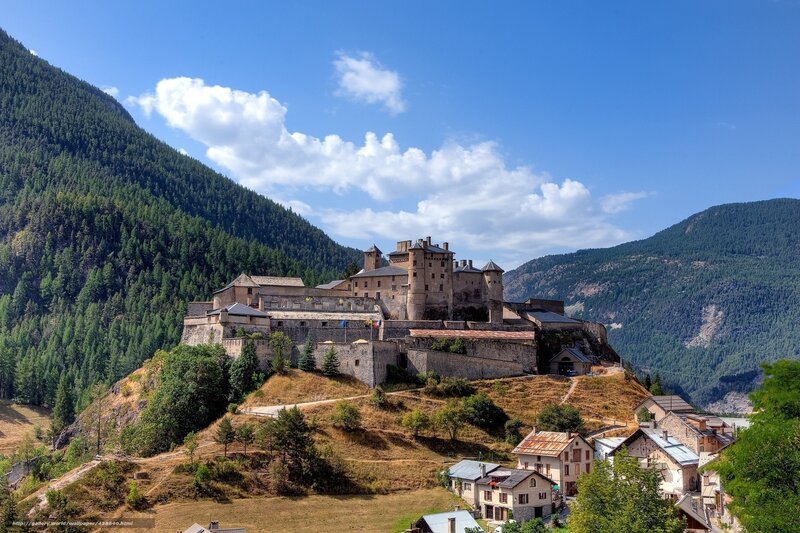 Medieval castle in mountain valley
