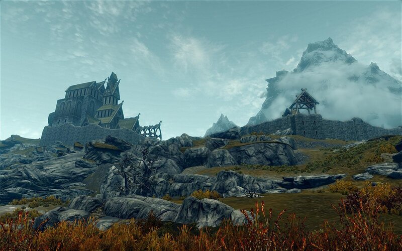 Medieval castle in mountainous landscape