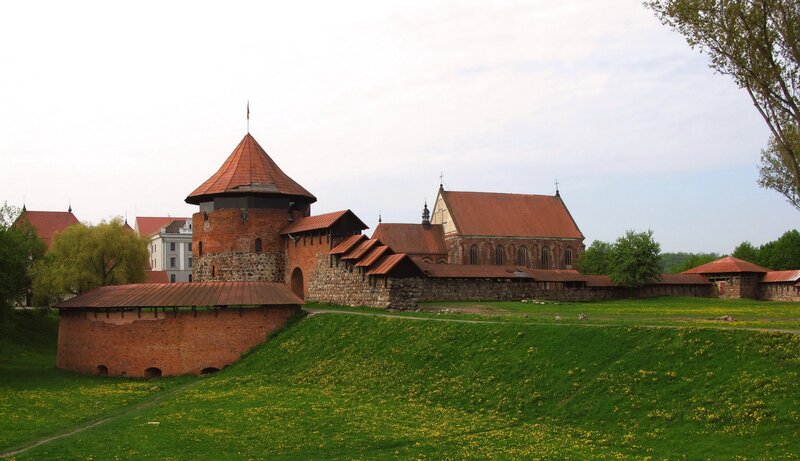 medieval castle with church
