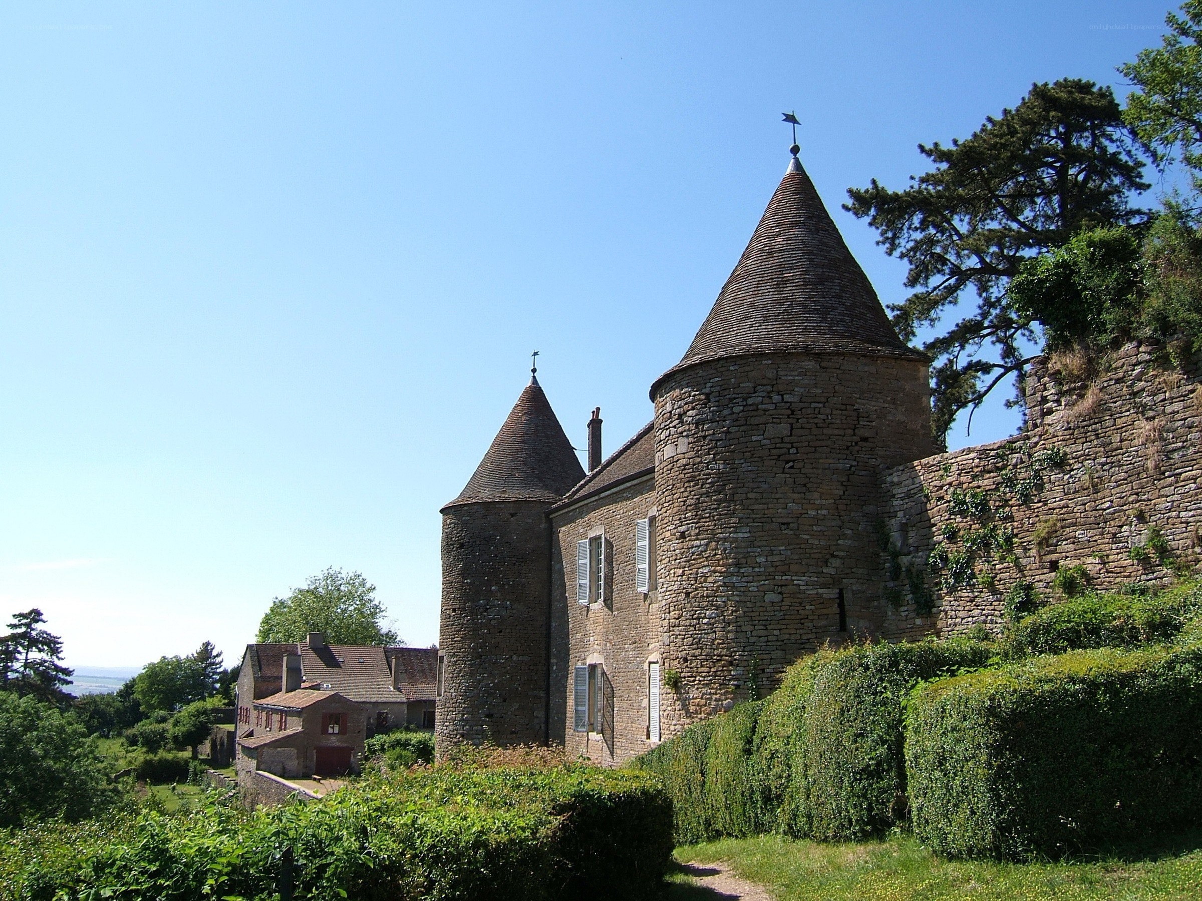 Medieval castle with conical towers