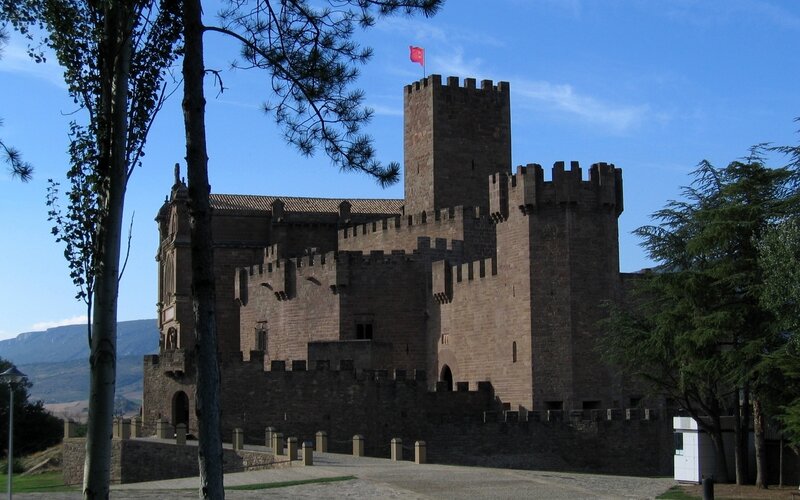 Medieval castle with flag