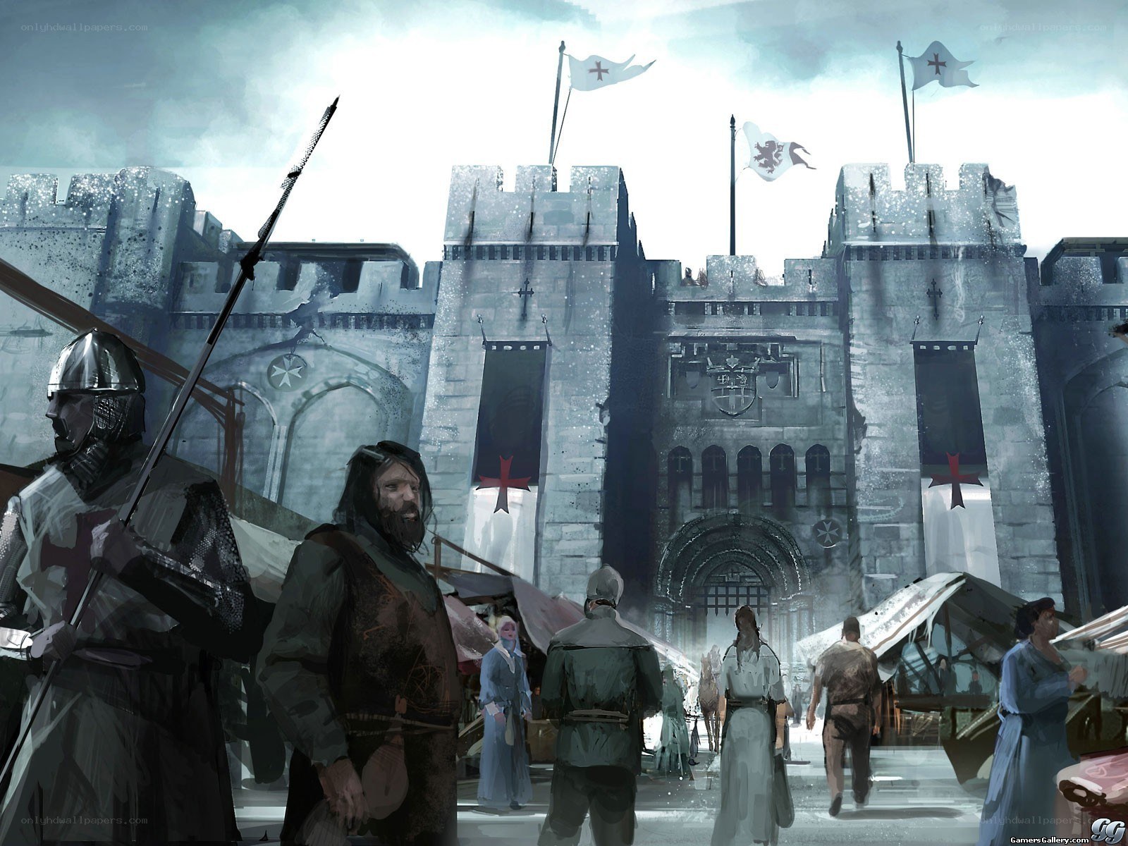 Medieval castle with soldiers