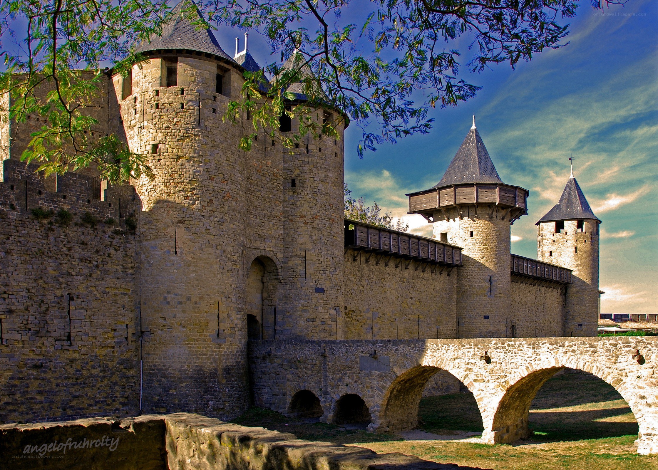 Medieval castle with stone towers
